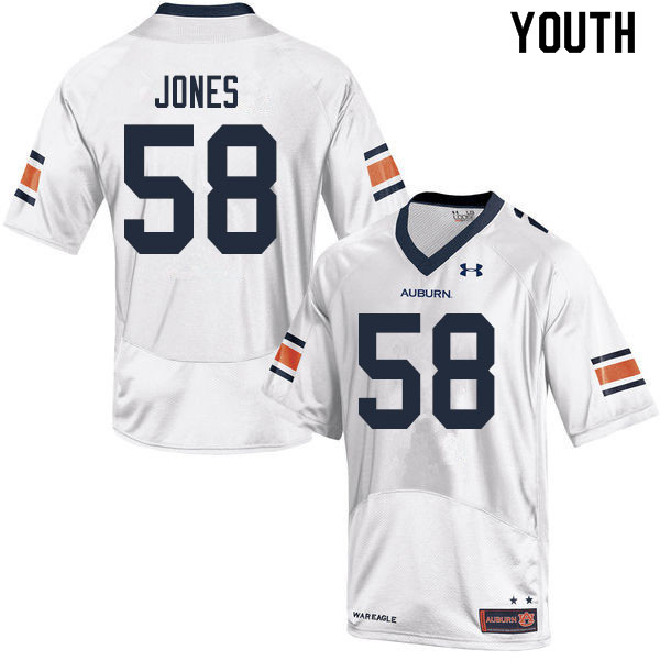 Youth #58 Keiondre Jones Auburn Tigers College Football Jerseys Sale-White - Click Image to Close